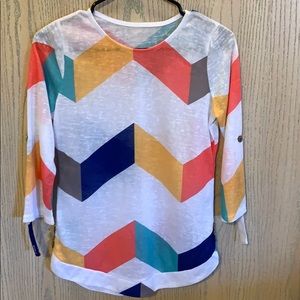 Geometric, multi-colored blouse